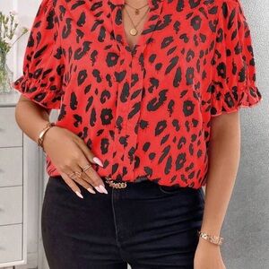 Pink Leopard Print Blouse 4X